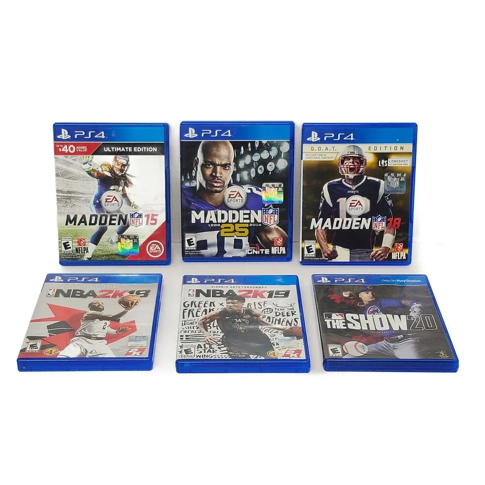 PS4 Sports Game Lot (6) Madden NFL 15 25 18 NBA 2K19 MLB The Show 20 Bundle